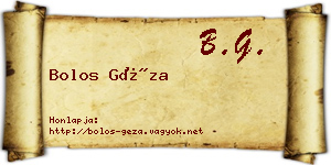 Bolos Géza névjegykártya